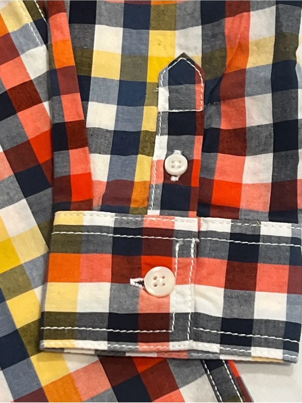 Gymboree Multicolor Plaid Button-Down Shirt (Navy, Orange, Yellow, White)